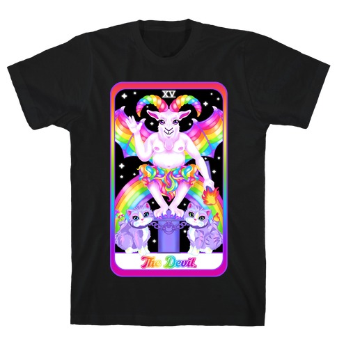90s Neon Rainbow The Devil Tarot T-Shirt