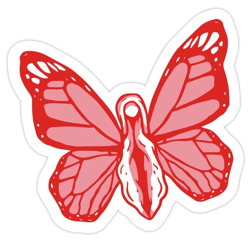 Red Butterfly Vagina Die Cut Sticker