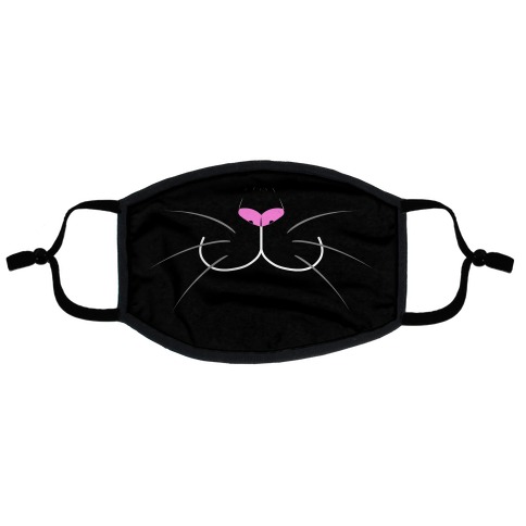 Black Cat Mouth  Flat Face Mask