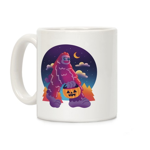 90s Neon Bigfoot Trick or Treat Halloween Coffee Mug