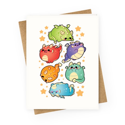 Kawaii Dragons Pattern Greeting Card