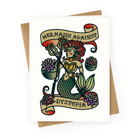 Mermaids Against Dystopia Solar Punk Greeting Card