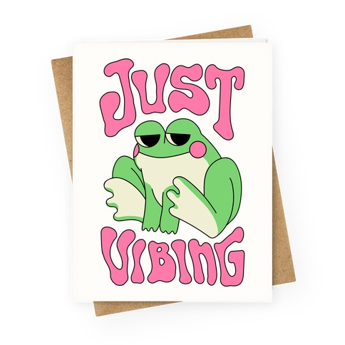 Just Vibing Groovy Frog Greeting Card