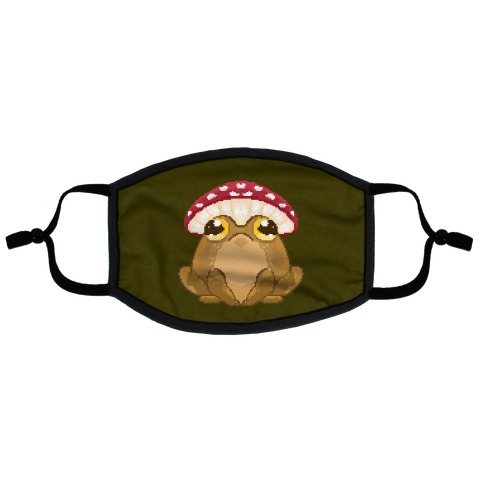 Pixelated Toad in Mushroom Hat Flat Face Mask