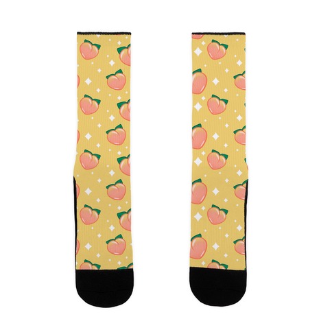Peaches N' Sparkles Pattern Yellow Sock