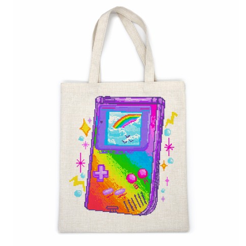 90s Rainbow Pixel Game Boy Casual Tote