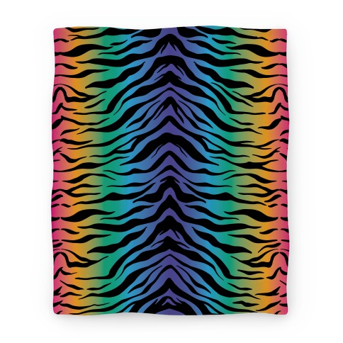 Tiger Stripe Rainbow 90s Pattern Blanket