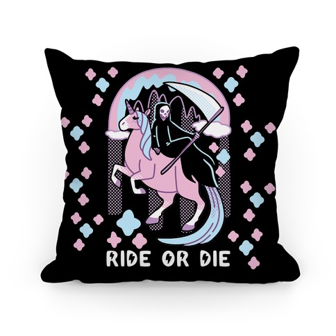 Ride or Die - Grim Reaper and Unicorn Pillow