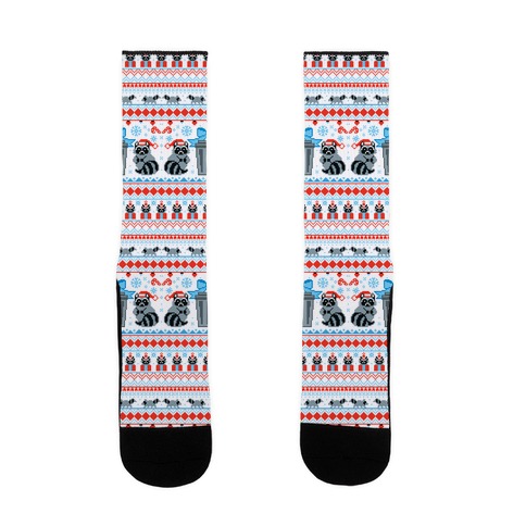 Raccoon Ugly Christmas Sweater Sock