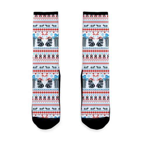 Raccoon Ugly Christmas Sweater Sock