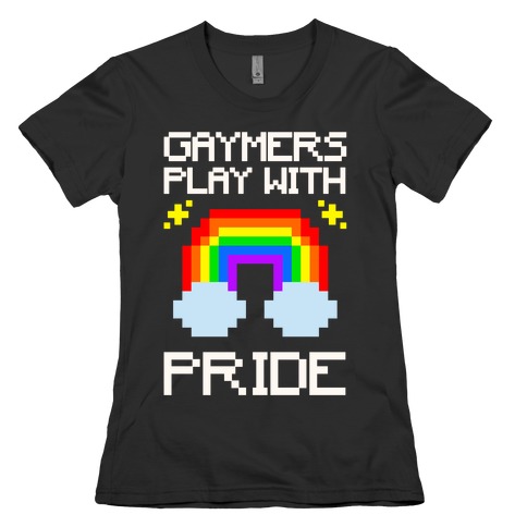 Gaymers Play With Pride White Print Womens T-Shirt