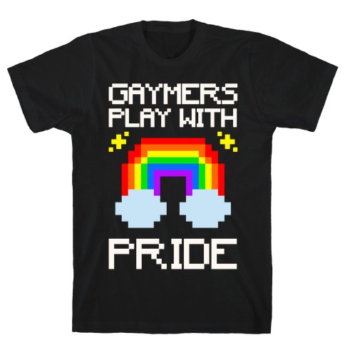Gaymers Play With Pride White Print T-Shirt