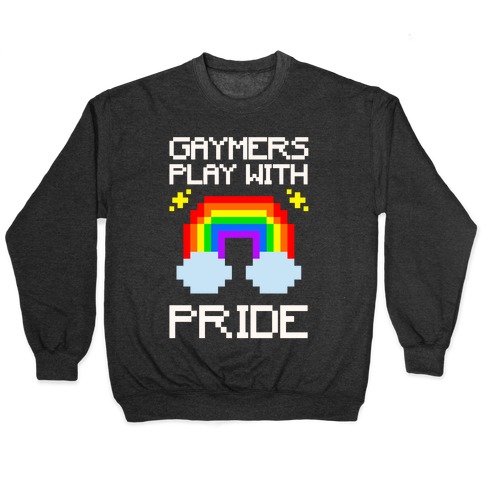 Gaymers Play With Pride White Print Pullover