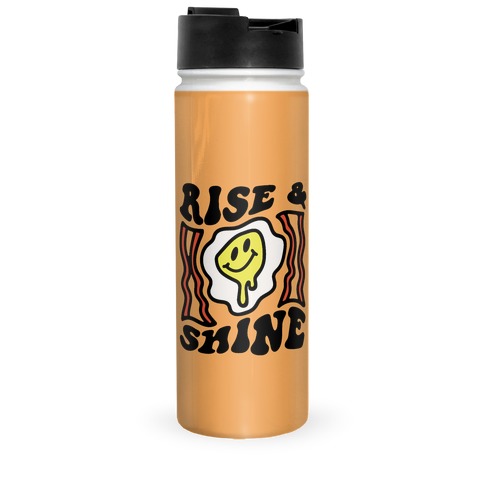 Rise And Shine Smiley Face Groovy Aesthetic Travel Mug