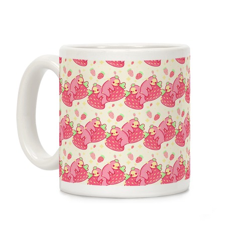 Strawberry Sloth Pattern Coffee Mug