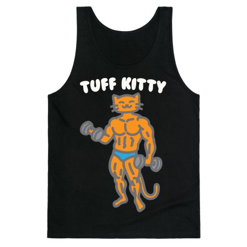 Tuff Kitty White Print Tank Top