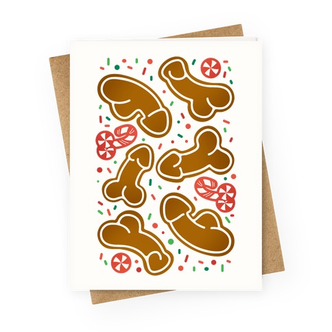 Gingerbread and Candy Cane Penises Greeting Card
