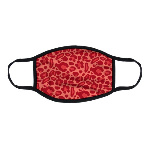 Red Leopard Print Pattern Flat Face Mask