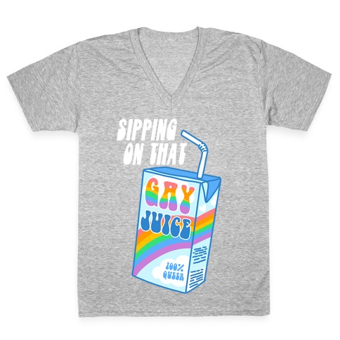 Gay Juice Juice Box V-Neck Tee Shirt