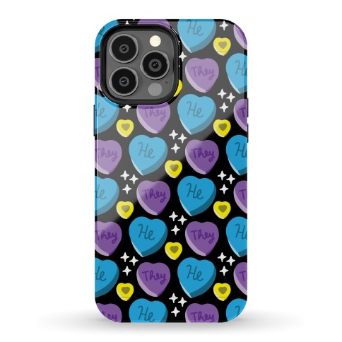He/They Candy Hearts Pattern Phone Case