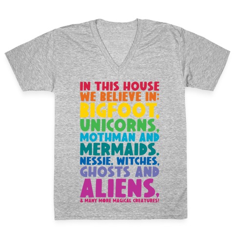 In This House We Believe In Magical Creatures V-Neck Tee Shirt