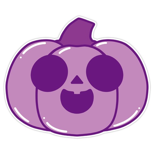 Kawaii Happy Pumpkin Purple Die Cut Sticker