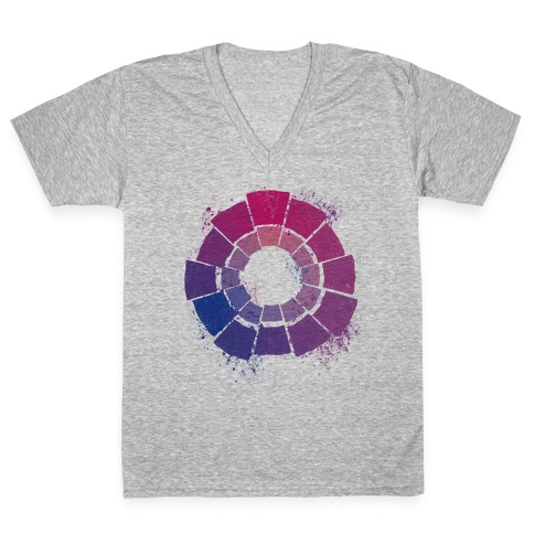 Bi Pride Color Wheel V-Neck Tee Shirt