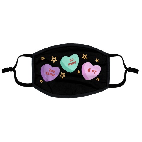 Distant Candy Hearts Flat Face Mask