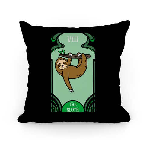 The Sloth Tarot Card (black) Pillow