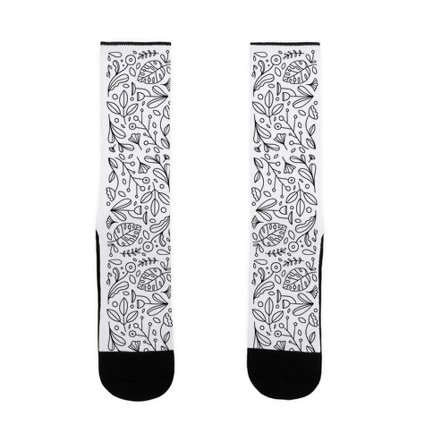 Black and White Plant Pattern Sock