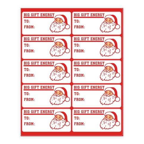 Big Gift Energy Gift Tags Stickers and Decal Sheet