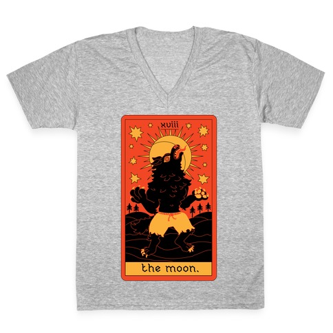 The Moon Werewolf Tarot V-Neck Tee Shirt