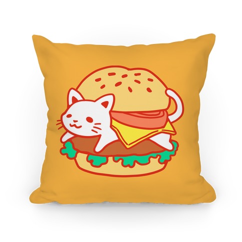 Burger Cat (No Text) Pillow