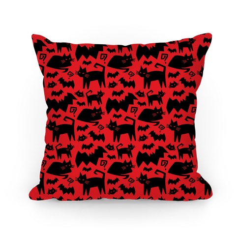 Bats Cats and Questions Pattern Pillow