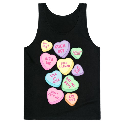 Rude Sassy Candy Hearts Pattern Tank Top