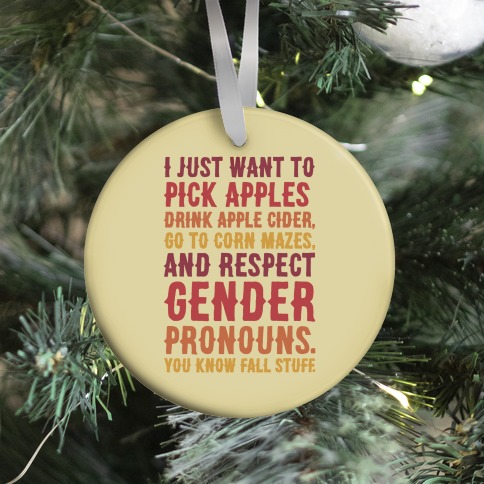 Fall Respect Gender Pronouns Ornament