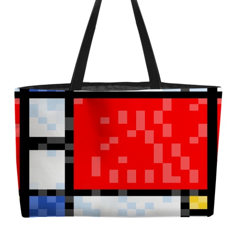 Pixelated Composition With Red Blue And Yellow Weekender Tote