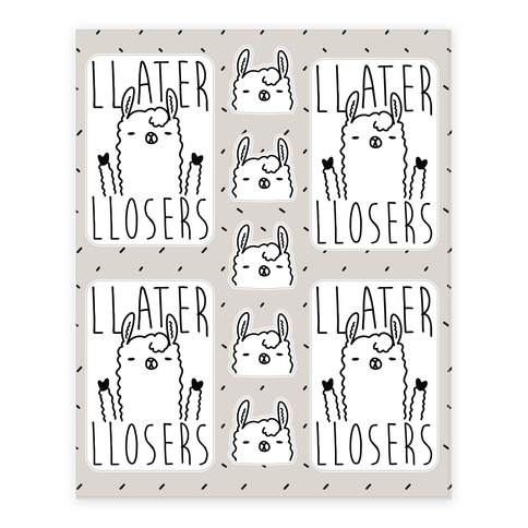 Llater Losers Llama Stickers and Decal Sheet
