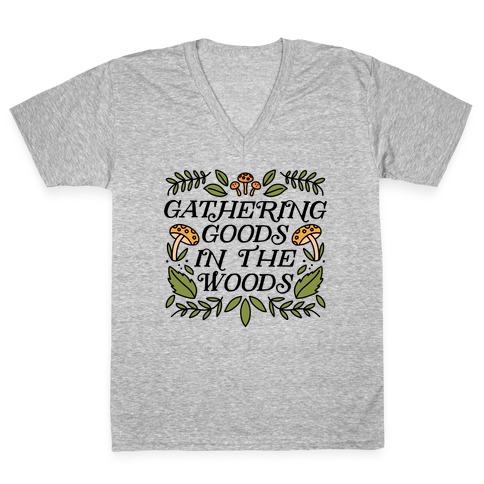 Gathering Goods In The Woods V-Neck Tee Shirt
