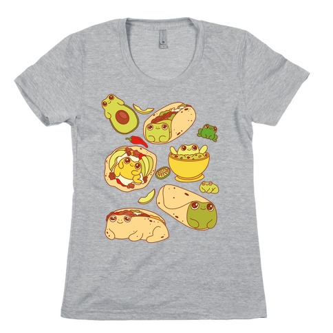 Mexican Food Frogs Pattern Womens T-Shirt