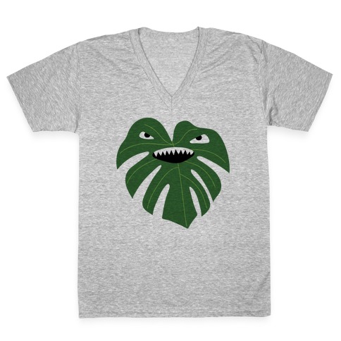 Monstera Leaf Monster V-Neck Tee Shirt