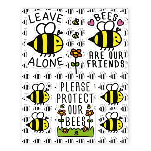 Leave Bee Alone Sticker Sheet Stickers and Decal Sheet