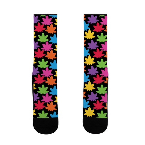 Rainbow Pot Leaf Pattern Sock