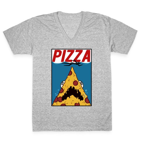 Pizza Jaws  V-Neck Tee Shirt