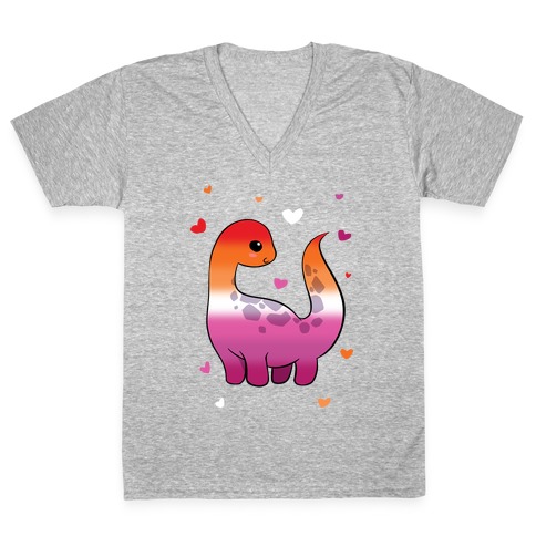 Lesbian-Dino V-Neck Tee Shirt