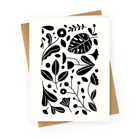 Black and White Plant Pattern Greeting Card