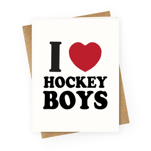 I Love Hockey Boys Greeting Card