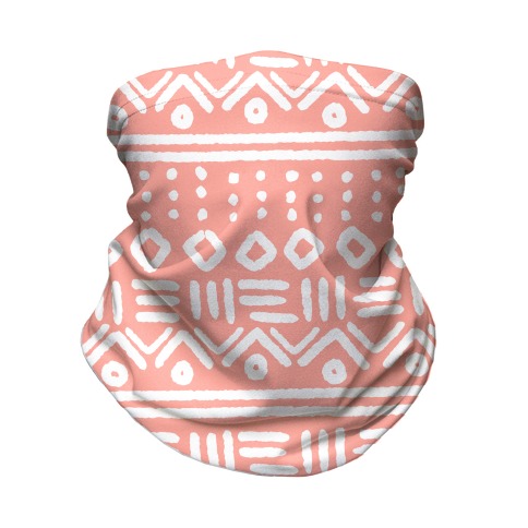 Abstract Geometric Coral Pink Boho Pattern Neck Gaiter