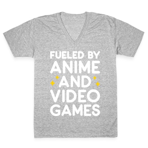 Fueled By Anime And Video Games V-Neck Tee Shirt