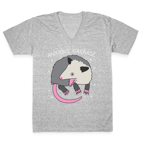 Anxious Garbage Opossum V-Neck Tee Shirt